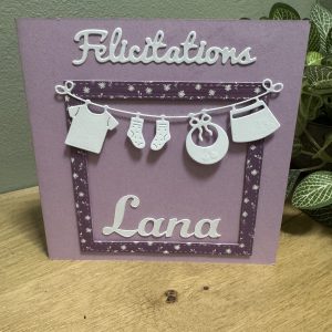 carte félicitations naissance décor lila délicat