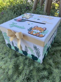 urne personnalisée baptême savane